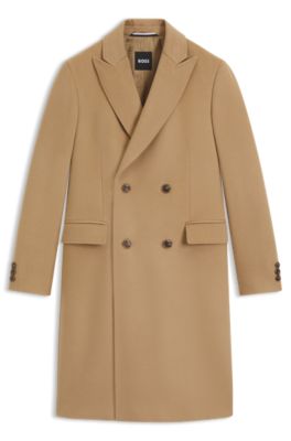 Double-breasted coat in virgin wool and cashmere, Beige