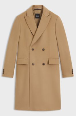 Double-breasted coat in virgin wool and cashmere, Beige