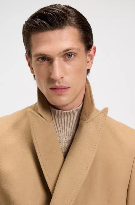 Double-breasted coat in virgin wool and cashmere
