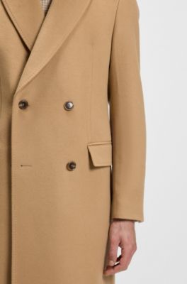 Double-breasted coat in virgin wool and cashmere, Beige