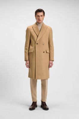 Double-breasted coat in virgin wool and cashmere, Beige