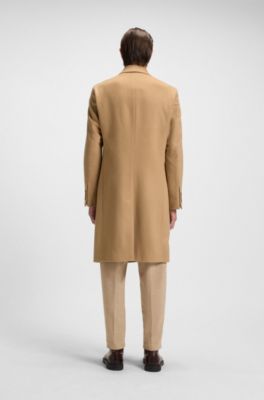 Double-breasted coat in virgin wool and cashmere, Beige