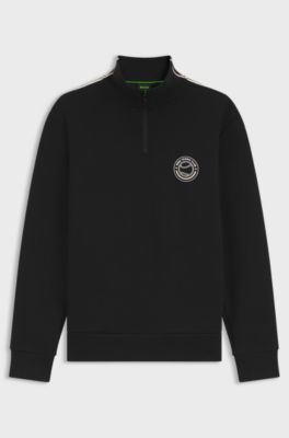 Sweatshirt aus Baumwoll-Mix mit Tennis-Artwork, Schwarz