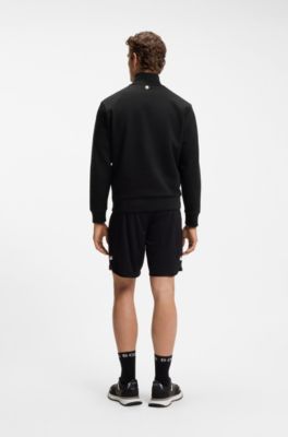 Cotton-blend sweatshirt with tennis artwork, Black