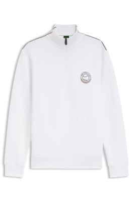 Cotton-blend sweatshirt with tennis artwork, White
