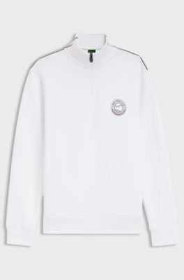 Felpa in misto cotone con grafica ispirata al tennis, Bianco