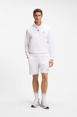 Cotton-blend sweatshirt with tennis artwork, White