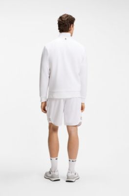 Cotton-blend sweatshirt with tennis artwork, White