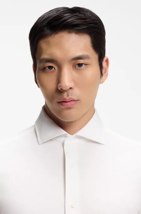 Slim-fit shirt in an Italian-made cotton blend