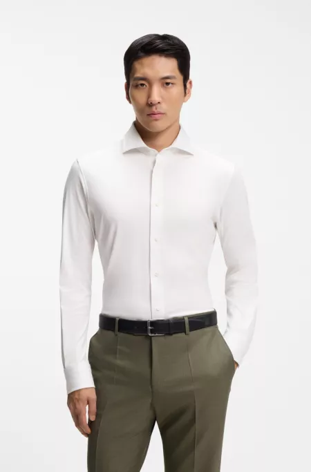 Slim-fit shirt in an Italian-made cotton blend
