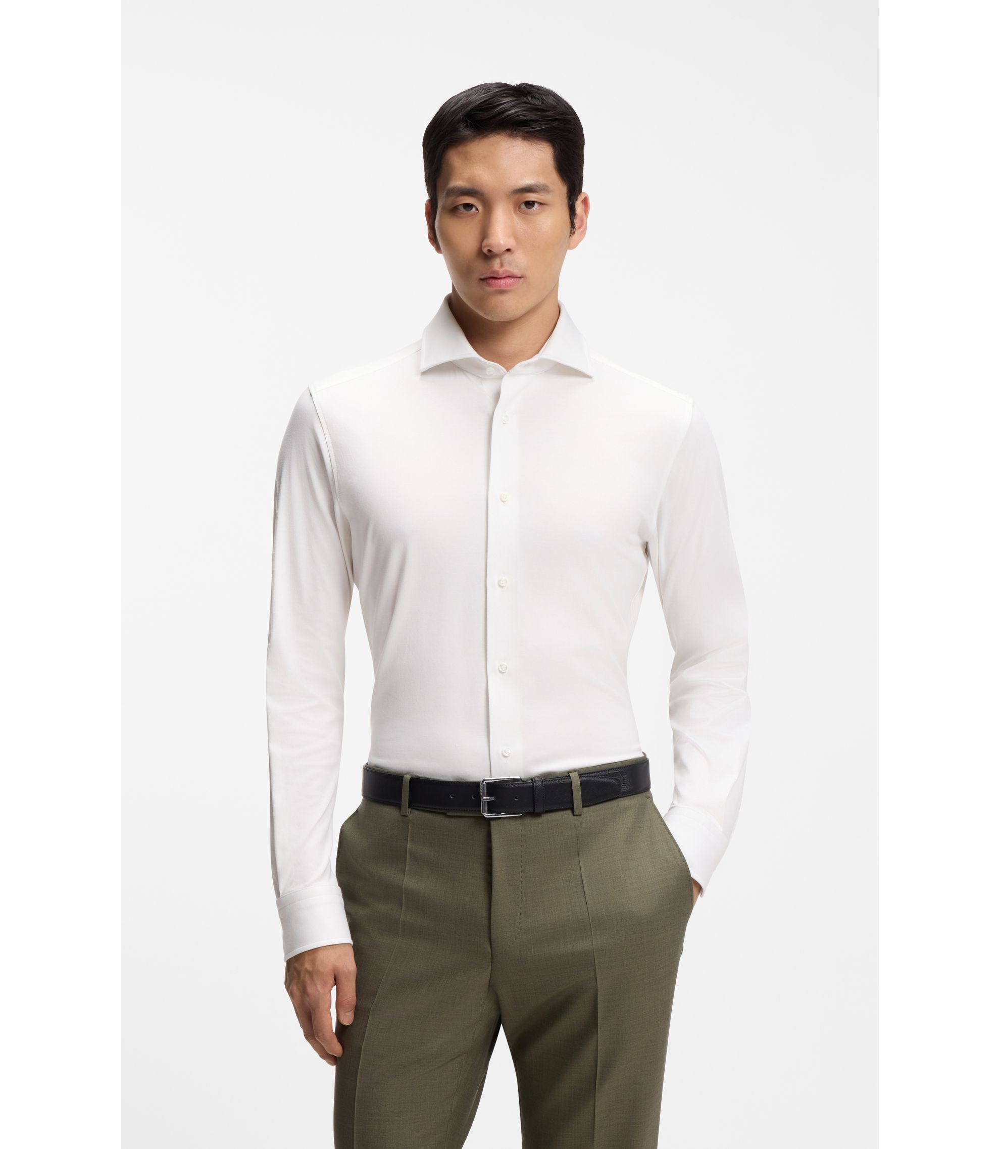 Slim-Fit Hemd aus in Italien gefertigtem Baumwoll-Mix