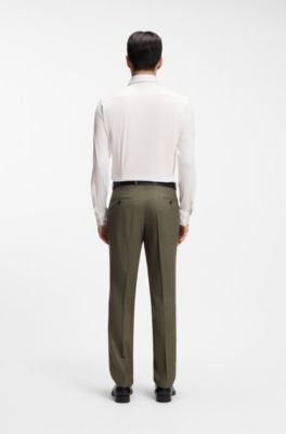 이탈리아산 코튼 블렌드 슬림 핏 셔츠, 화이트