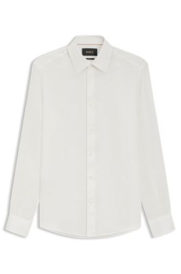 Slim-fit shirt in Italian-made linen, White