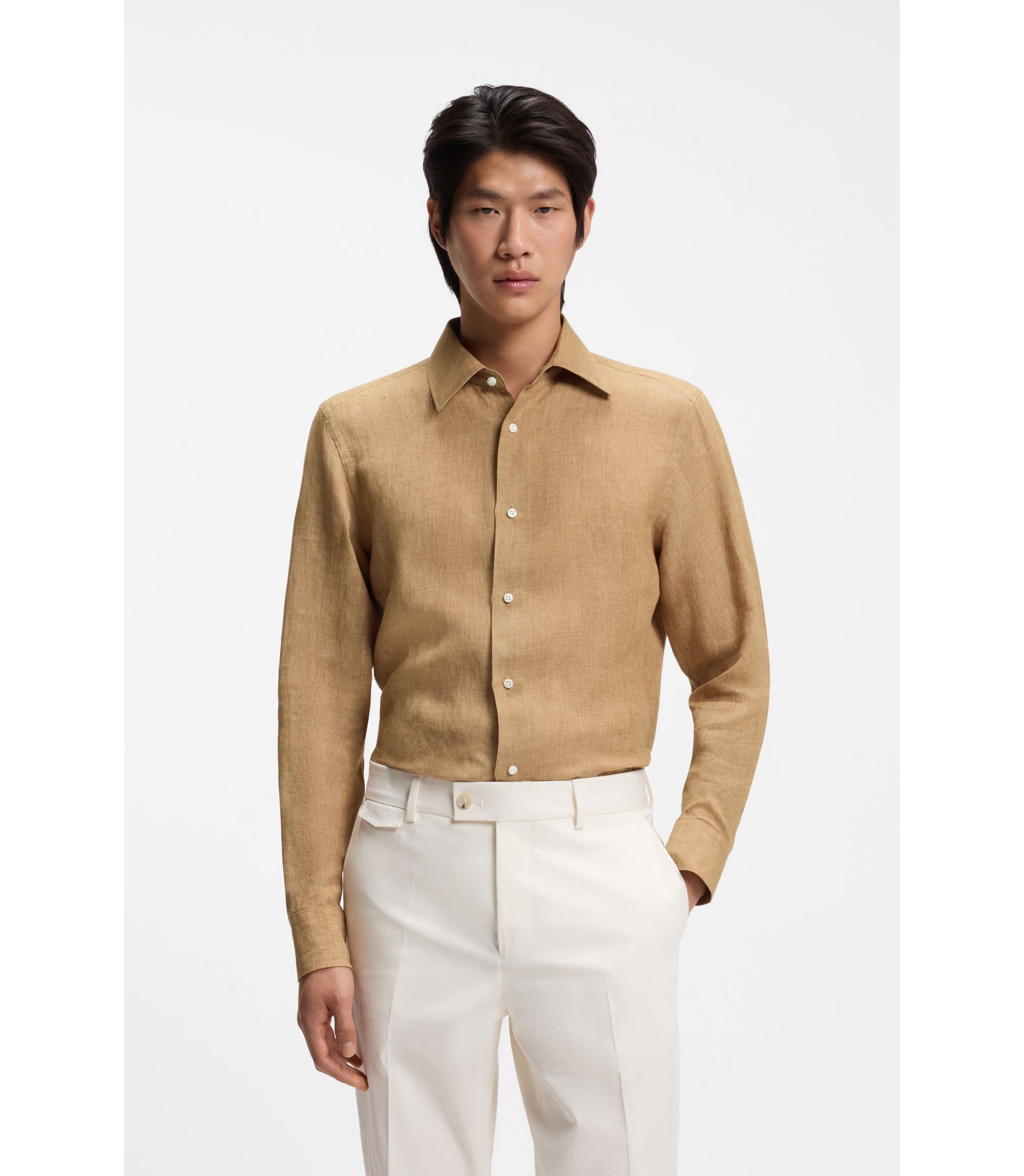 Slim-Fit Hemd aus in Italien gefertigtem Leinen