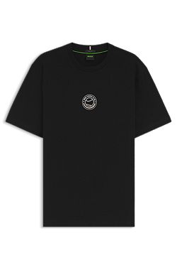Stretch-cotton T-shirt with tennis artwork