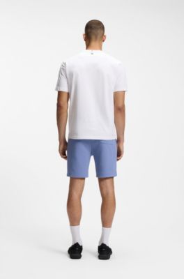Stretch-cotton T-shirt with tennis artwork, White