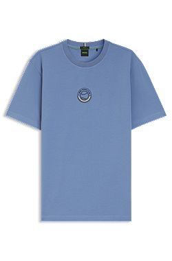 Stretch-cotton T-shirt with tennis artwork