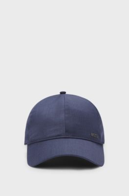 Virgin-wool cap with metallic logo lettering, Blue