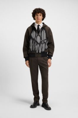 HUGO x RB by Slawn printed herringbone zip-through hoodie, Brown