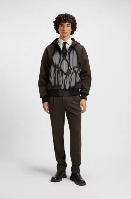 HUGO x RB by Slawn printed herringbone zip-through hoodie