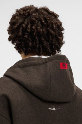 HUGO x RB by Slawn printed herringbone zip-through hoodie, Brown
