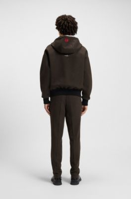 HUGO x RB by Slawn printed herringbone zip-through hoodie, Brown