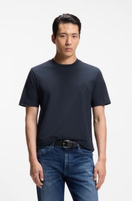 Laid-back cotton T-shirt with a relaxed fit, Dark Blue