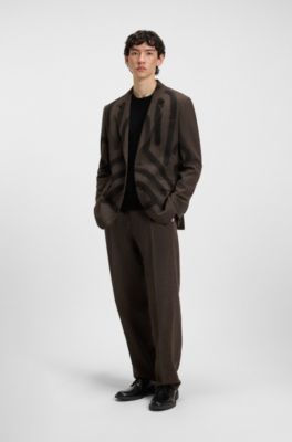 HUGO x RB by Slawn printed wool-blend herringbone suit jacket, Brown Patterned