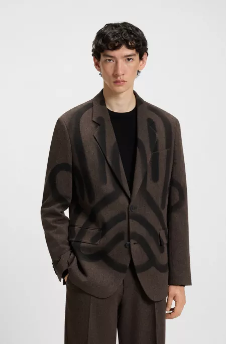 HUGO x RB by Slawn printed wool-blend herringbone suit jacket
