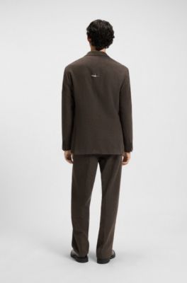 HUGO x RB by Slawn printed wool-blend herringbone suit jacket, Brown Patterned