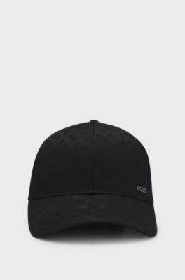 Cotton-twill cap with monogram pattern, Black