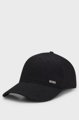 Cotton-twill cap with monogram pattern, Black