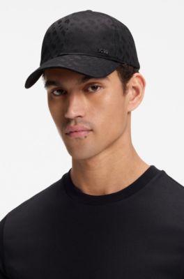 Cotton-twill cap with monogram pattern, Black