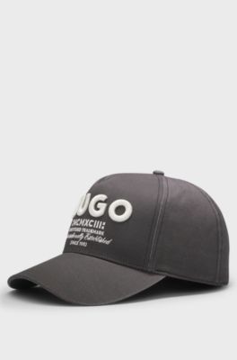 Cappellino in twill di cotone con logo ricamato in 3D, Nero