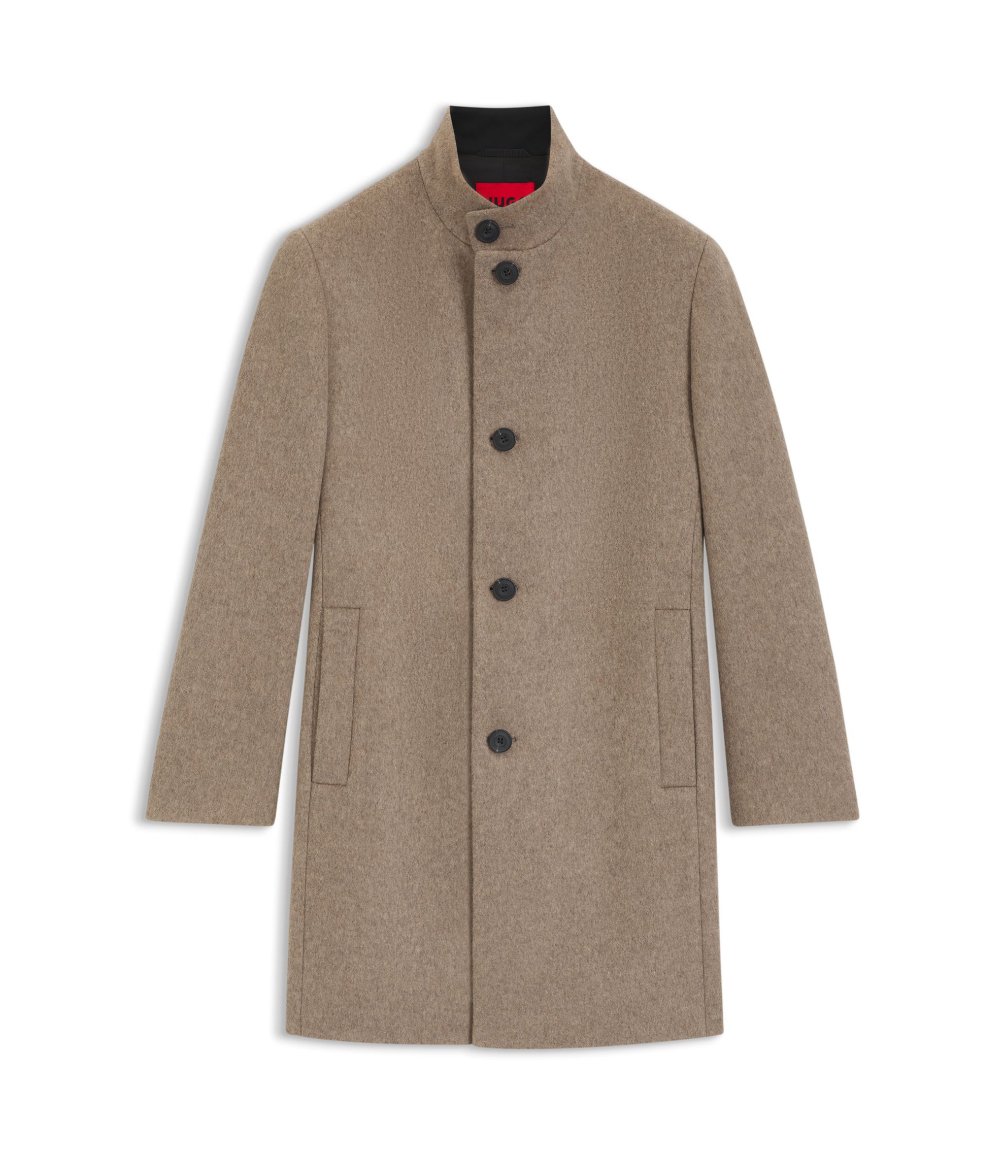HUGO - ウールブレンド コート スタンドカラー - ベージュ