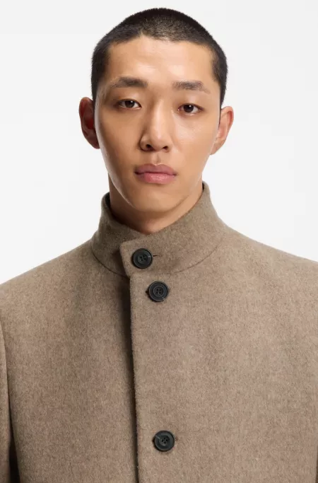 Wool-blend coat with stand collar