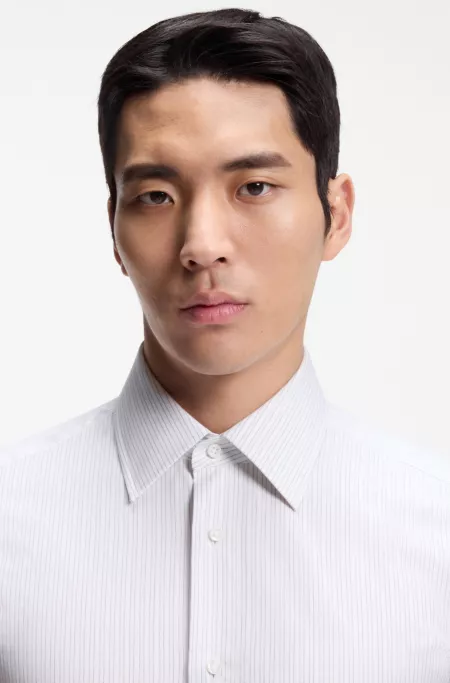 Slim-fit shirt in striped Italian-made cotton