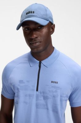 Cappellino traforato con logo lucido, Celeste