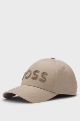 Cap aus Baumwoll-Twill mit strukturiertem Logo, Beige