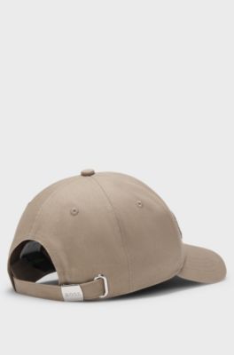 Cap aus Baumwoll-Twill mit strukturiertem Logo, Beige