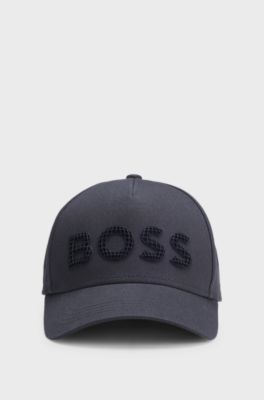 Casquette en twill de coton avec logo structur&eacute;, Bleu fonc&eacute;