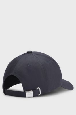 Pet van katoenen twill met gestructureerd logo, Donkerblauw