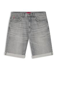 Tapered-fit shorts in stonewashed grey denim, Grey