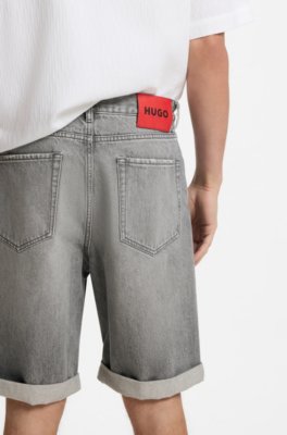 Hugo Relaxed-tapered-fit shorts in stonewashed grey denim herr – bild 3