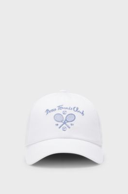Cap aus Baumwoll-Twill mit Tennis-Artwork, Wei&szlig;