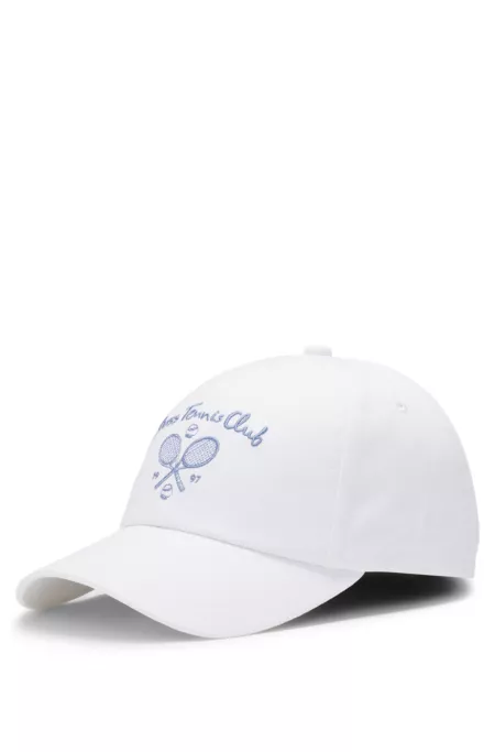 Cotton-twill cap with tennis artwork