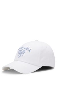 Cotton-twill cap with tennis artwork, White