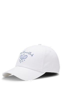 Cotton-twill cap with tennis artwork