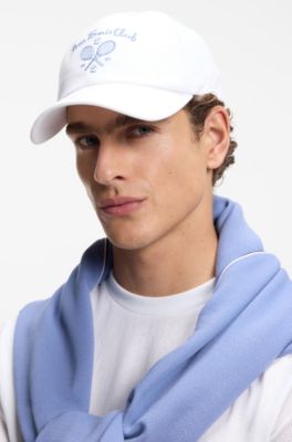 Cap aus Baumwoll-Twill mit Tennis-Artwork, Wei&szlig;