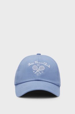Cappellino in twill di cotone con grafica ispirata al tennis, Celeste